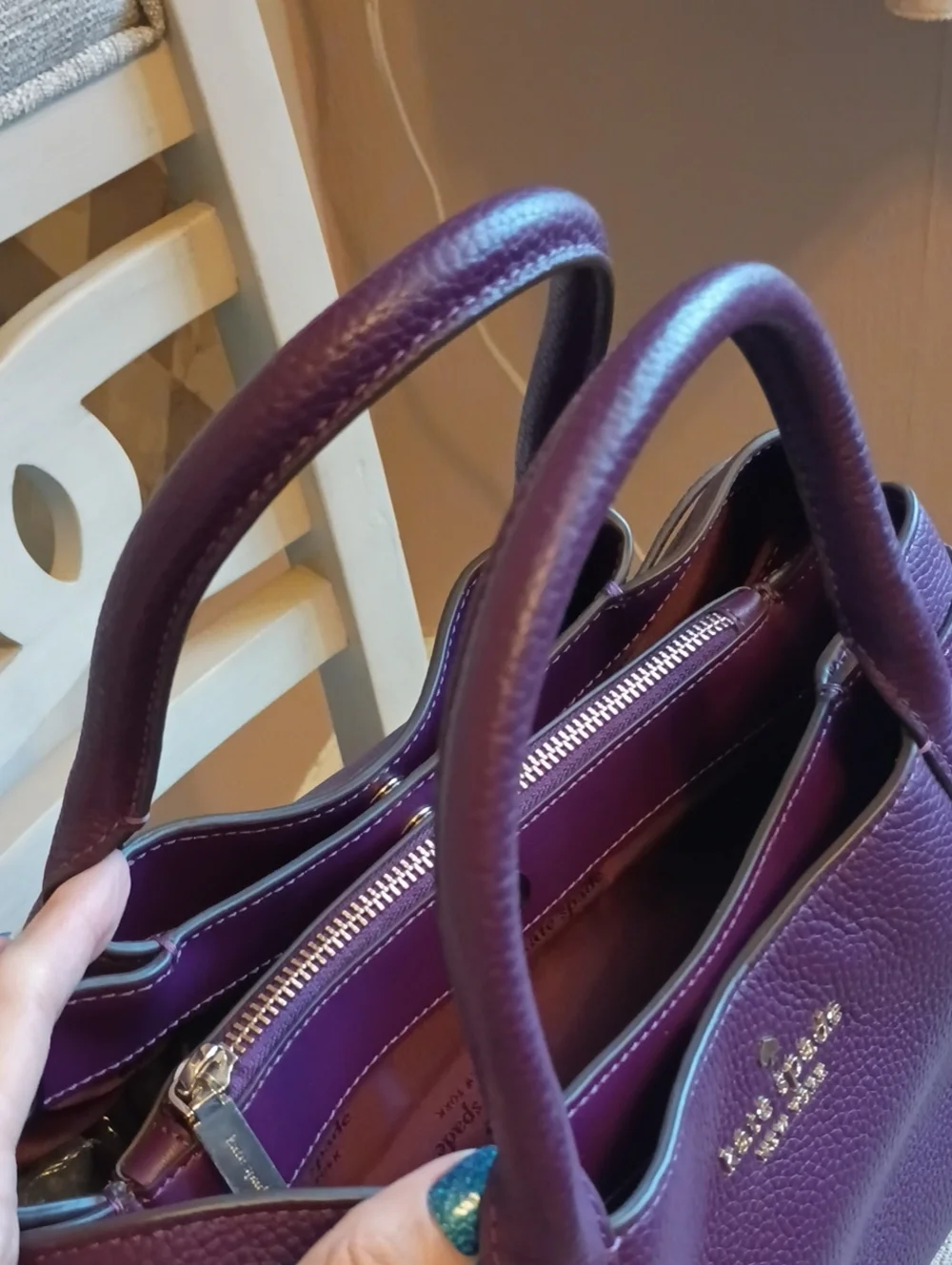 Kate Spade Large Dumpling Satchel Bag Ripe Plum purple